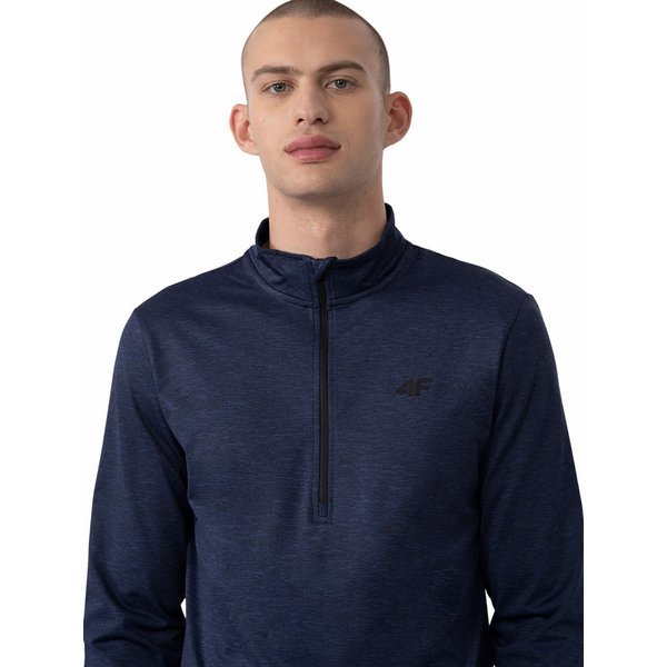 Longsleeve męski 4FAW23UBRUM036 4F - ciemny granat melanż