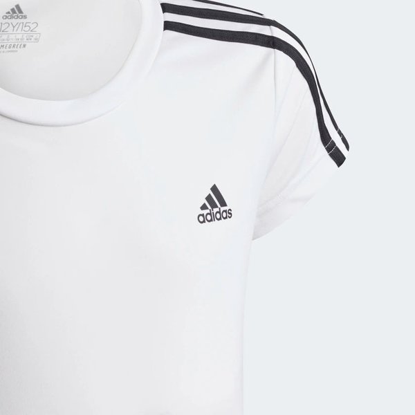 Koszulka dziewczęca Designed 2 Move 3-Stripes Tee Adidas - biała