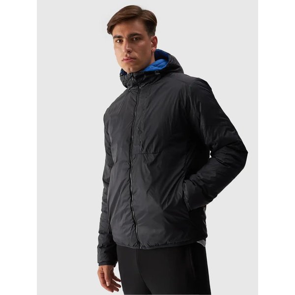 Kurtka puchowa dwustronna męska TDJAM486 4F - głęboka czerń