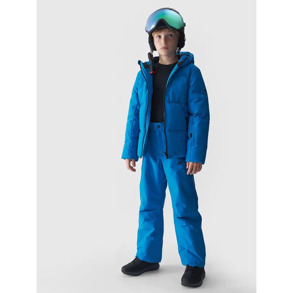 Spodnie narciarskie chłopięce na szelkach TFTRM654 4F - niebieski