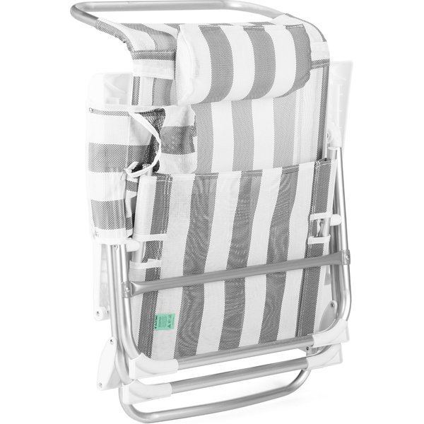 Krzesło plażowe z funkcją leżaka Sun Flex 2w1 Outtec - paski/szare