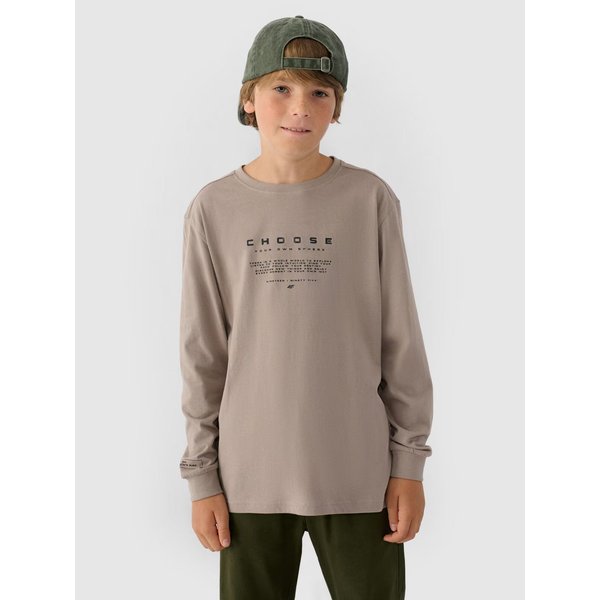 Longsleeve chłopięcy TLONM294 4F - ciepły jasny szary