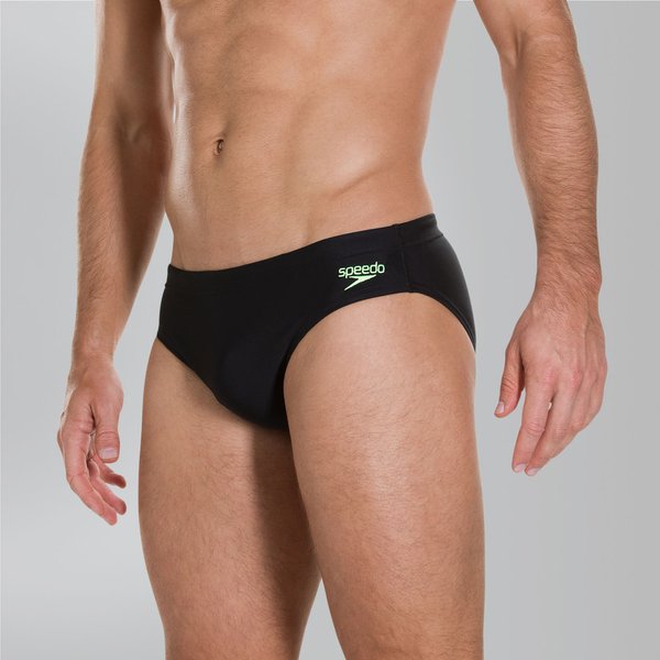 Slipy pływackie męskie Placement 7cm Brief Speedo - czarno-limonkowe