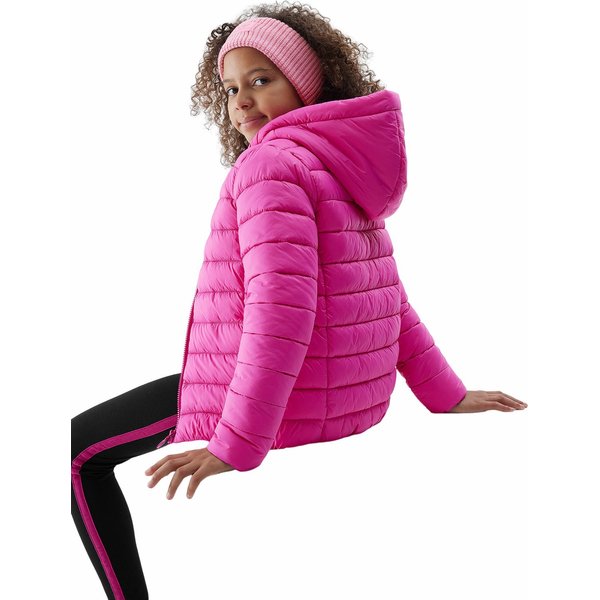 Kurtka puchowa dziewczęca 4FJAW23TDJAF266 4F - ciemny róż