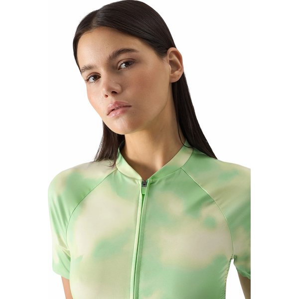 Koszulka rowerowa damska 4FSS24TFTSF489 4F - jasna zieleń allover