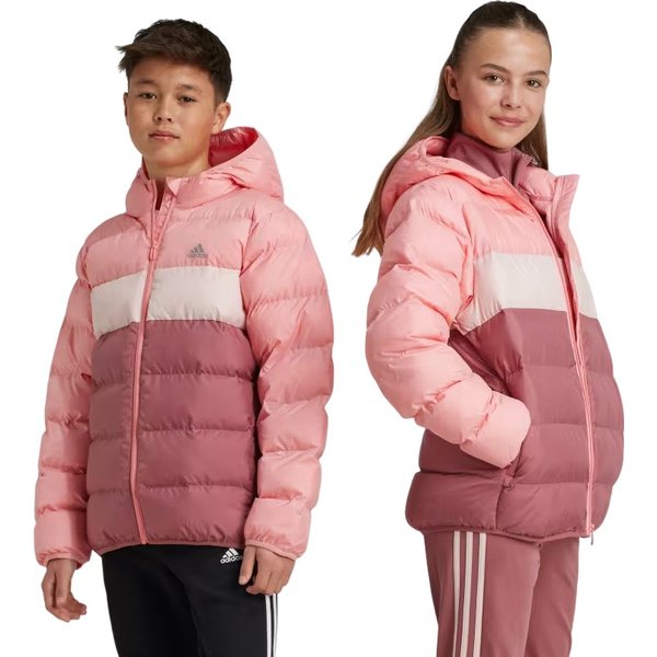 Kurtka puchowa juniorska Synthetic Down Adidas - pudrowy róż