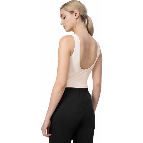 Bezrękawnik, crop-top damski 4FSS23TTSHF716 4F - beżowa