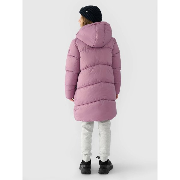Płaszcz puchowy dziewczęcy TDJAF455 4F - różowy