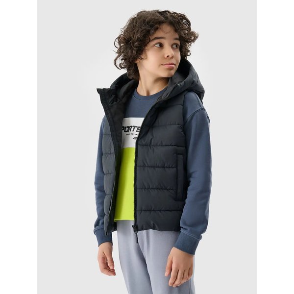 Kamizelka puchowa chłopięca TVJAM169 4F - głęboka czerń