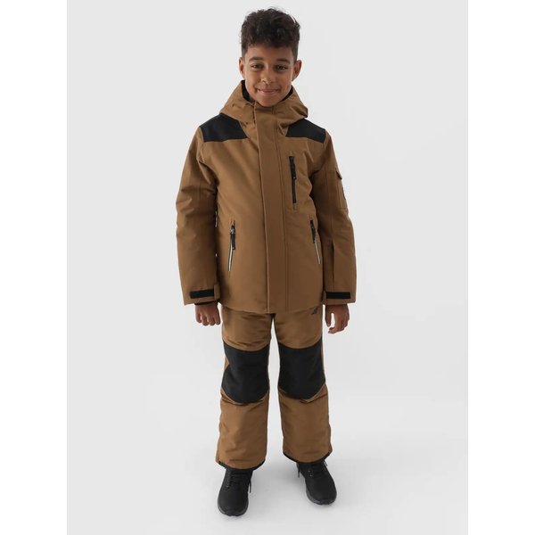 Kurtka narciarska chłopięca TTJAM538 4F - jasny brąz