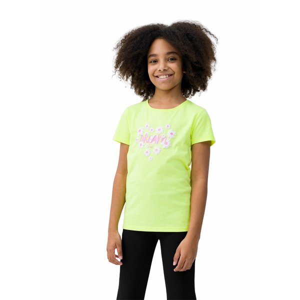 Koszulka dziewczęca 4FJWSS24TTSHF1152 4F - jasny żółty neon