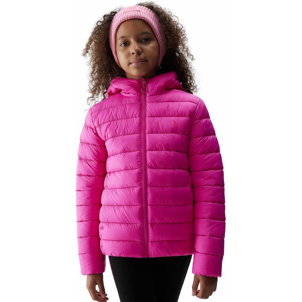 Kurtka puchowa dziewczęca 4FJAW23TDJAF266 4F - ciemny róż