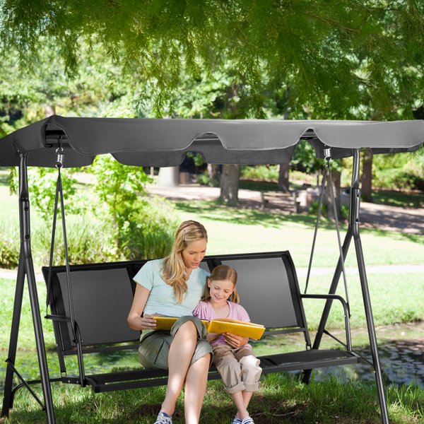 Huśtawka ogrodowa 3-osobowa z daszkiem Outtec