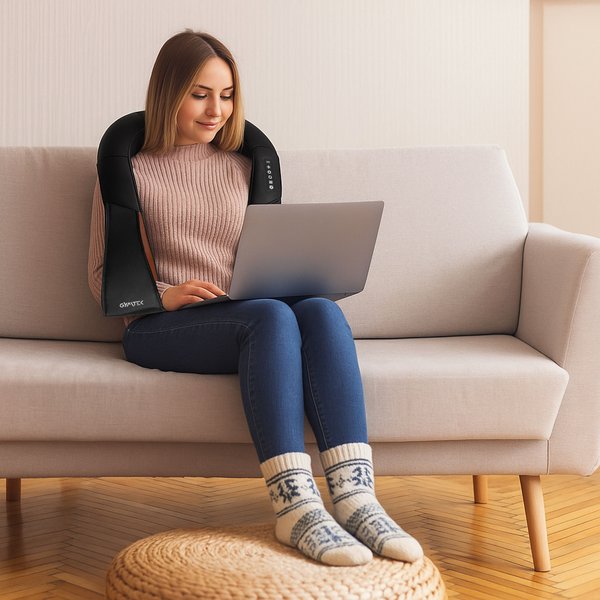 Masażer karku przeciwbólowy Shiatsu Gymtek - brązowo-czarny