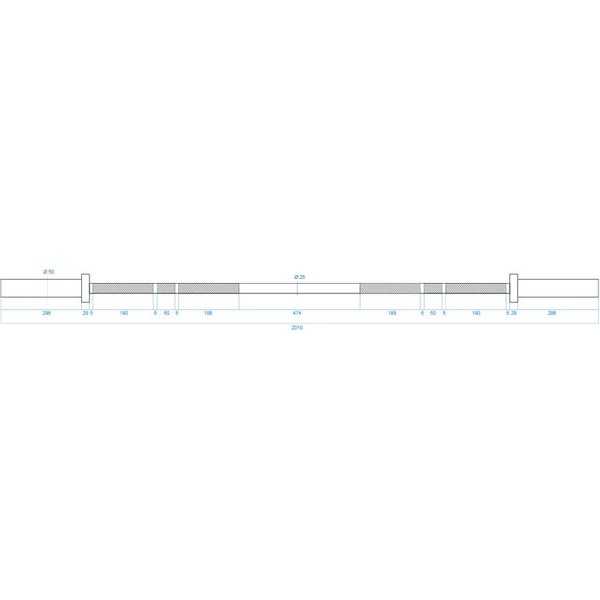 Gryf olimpijski prosty 201cm 50mm GCFD450 z zaciskami ZG1000 HMS Premium
