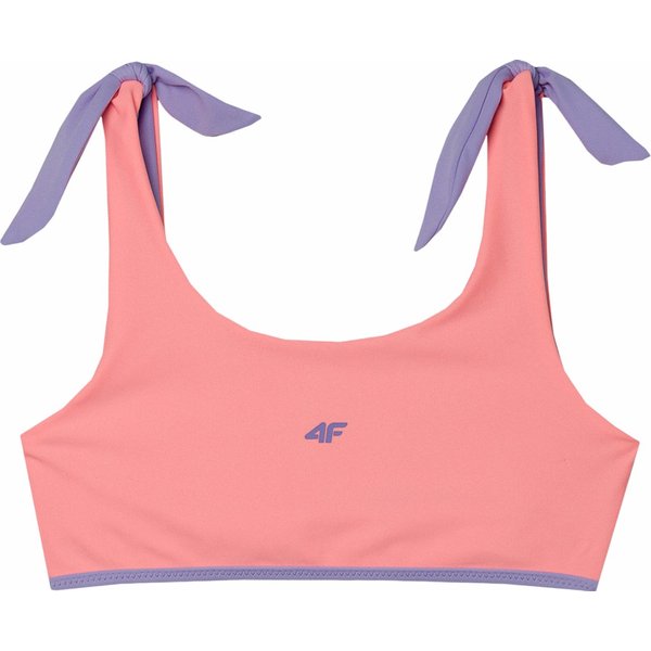 Strój kąpielowy dziewczęcy dwustronny 4FJWSS24UBKSF024 4F - Łososiowy neon