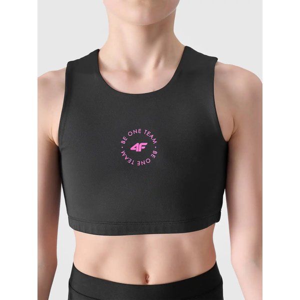 Biustonosz sportowy dziewczęcy USBAF148 4F - głęboka czerń