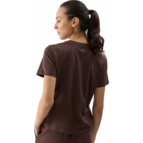 Koszulka damska 4FWSS24TTSHF1354 4F - ciemny brązowy