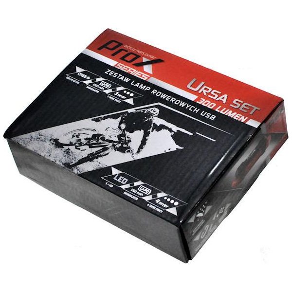 Zestaw lamp rowerowych Ursa 300lm + 10lm USB Prox