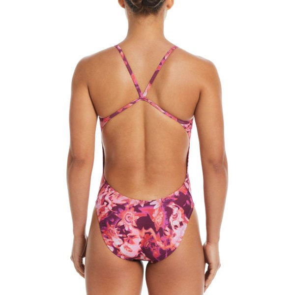 Strój kąpielowy damski Cutout One Piece Nike Swim - różowy