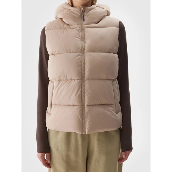 Kamizelka puchowa damska TVJAF141 4F - beż