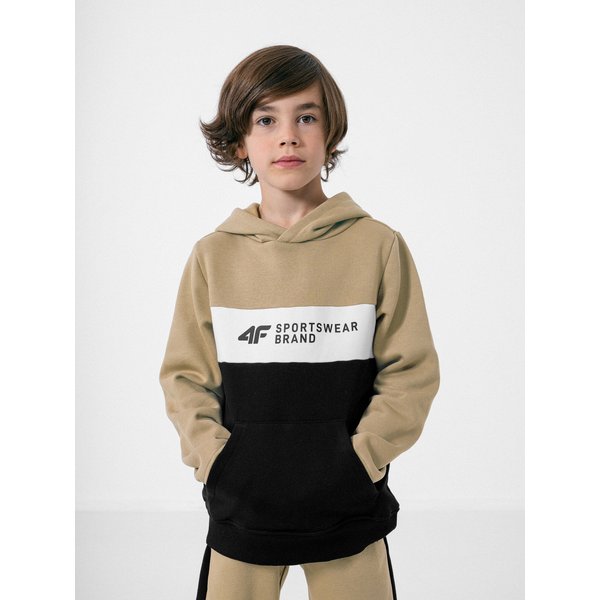 Bluza chłopięca HJZ22 JBLM003 4F - jasny brąz