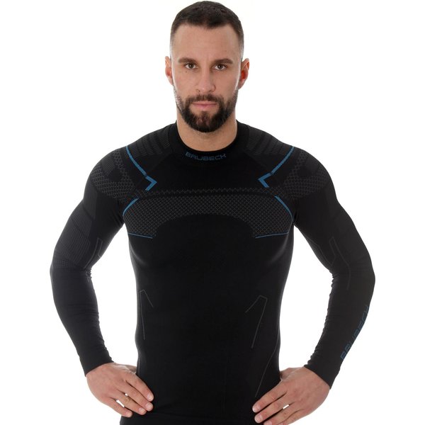 Longsleeve termoaktywny męski Thermo Brubeck - czarny/niebieski