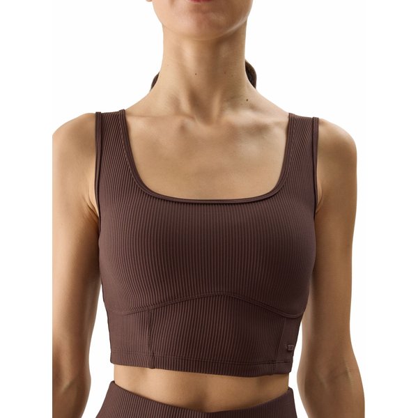 Bezrękawnik, crop top damski 4FWSS24TSLEF072 4F - ciemny brązowy