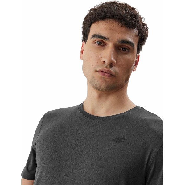 Koszulka męska 4FAW23TFTSM449 4F - głęboka czerń melanż
