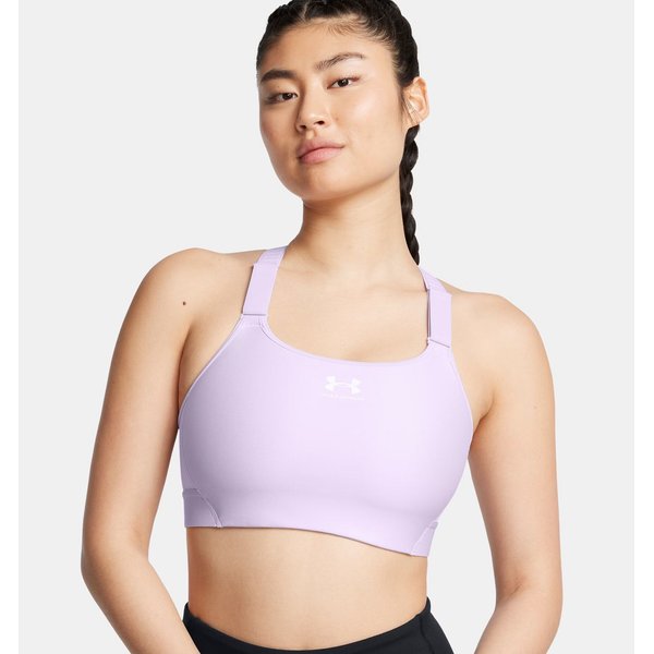 Biustonosz sportowy damski HeatGear High Under Armour - Salt Purple/White