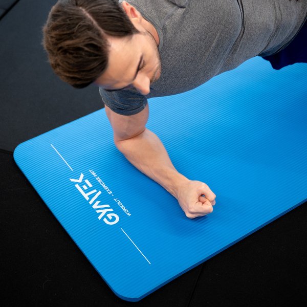Mata do ćwiczeń, jogi NBR 1,5cm Gymtek - niebieska