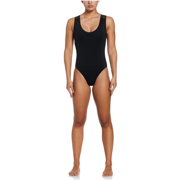 Strój kąpielowy damski Wild Keyhole Back Nike Swim - czarny
