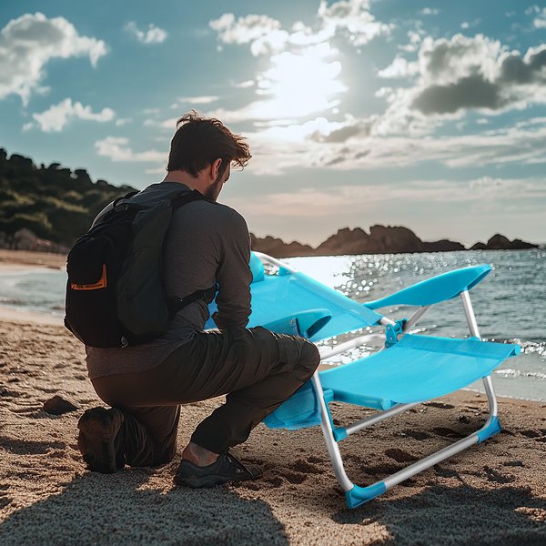 Krzesło plażowe z funkcją leżaka Sun Lite 2w1 Outtec - turkusowy