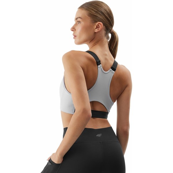 Biustonosz sportowy damski 4FAW23USBAF072 4F - szary