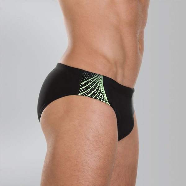 Slipy pływackie męskie Placement 7cm Brief Speedo - czarno-limonkowe