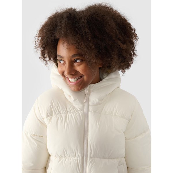 Kurtka puchowa dziewczęca TDJAF450 4F - biały