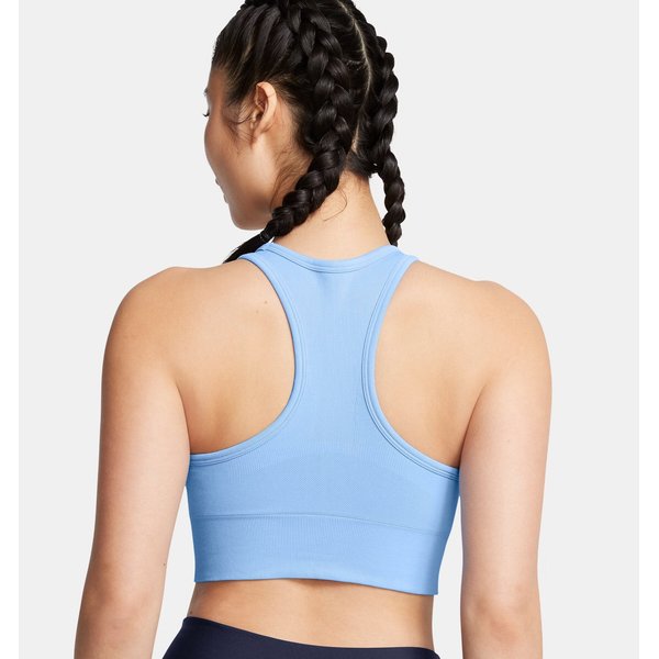Biustonosz sportowy damski Vanish Seamless Mid Bra Under Armour - Horizon Blue/White