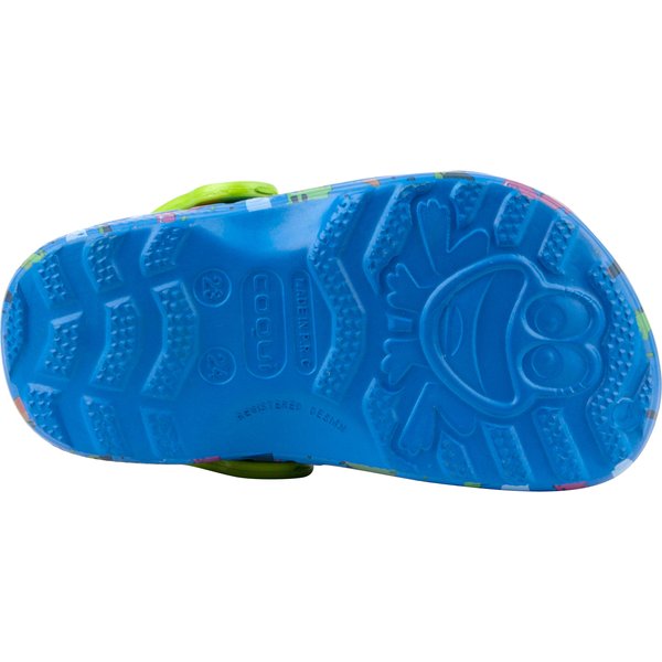 Chodaki Little Frog z przypinką Jr Coqui - Royal/Lime Dino