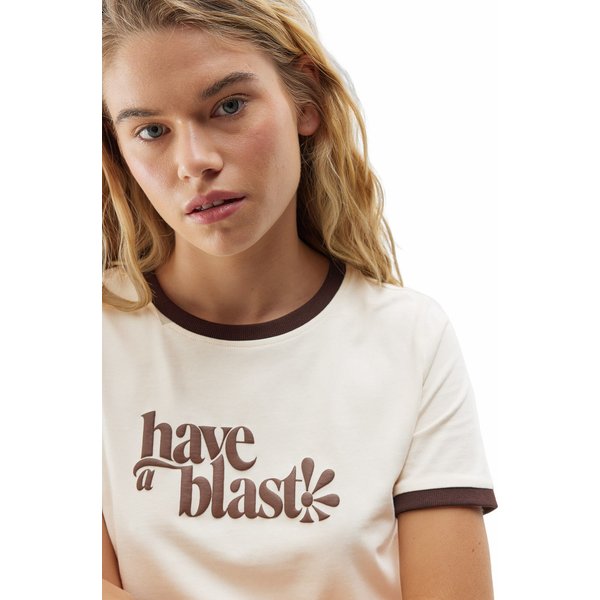 Koszulka damska 4FAW23TTSHF0879 4F - kremowy