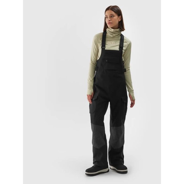 Spodnie snowboardowe damskie na szelkach TFTRF702 4F