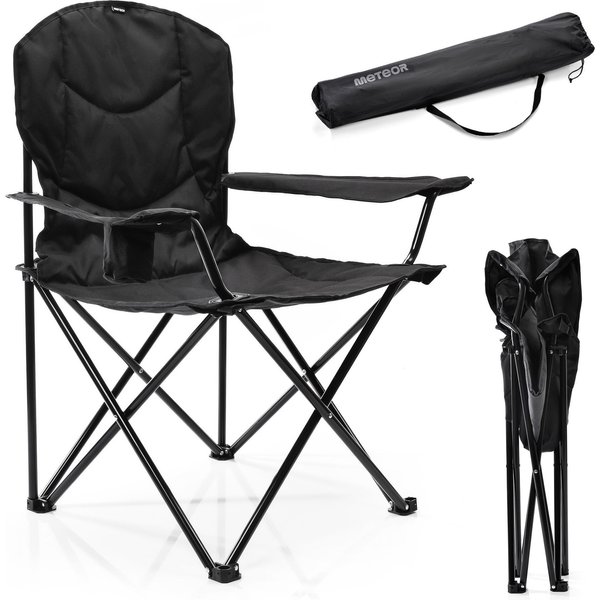Krzesło turystyczne składane Hiker Meteor - czarne
