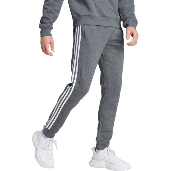 Spodnie dresowe męskie Essentials Fleece 3-Stripes Tapered Cuff Adidas - ciemny szary