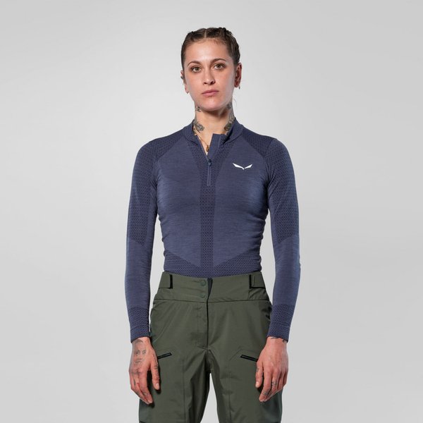 Longsleeve damski Zebru Med Warm Salewa - dark denim