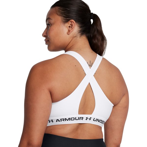 Biustonosz sportowy damski Crossback Mid Bra Under Armour - biały
