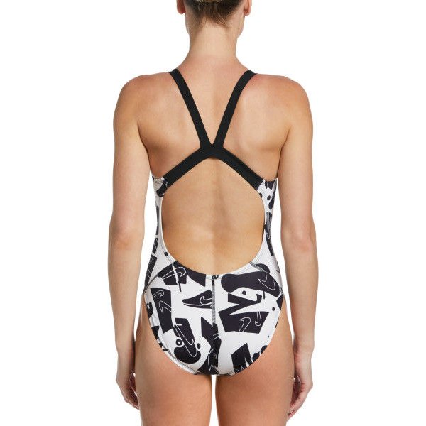 Strój kąpielowy damski Multiple Print Nike Swim - black/white