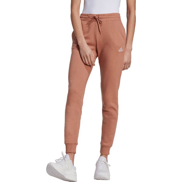 Spodnie dresowe damskie Essentials Linear French Terry Cuffed Adidas - brązowe