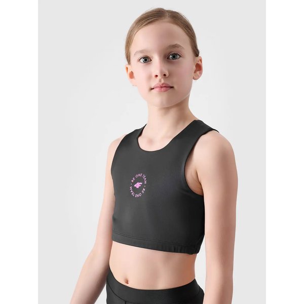 Biustonosz sportowy dziewczęcy USBAF148 4F - głęboka czerń