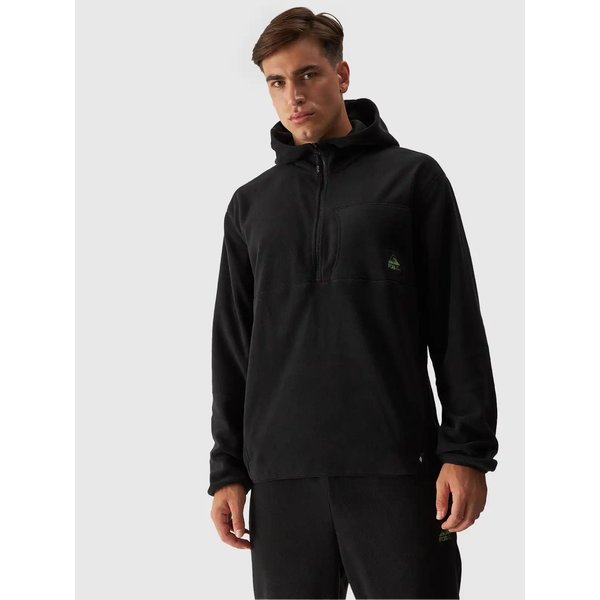 Bluza polarowa snowboardowa męska FOB TFLEM252 4F - głęboka czerń