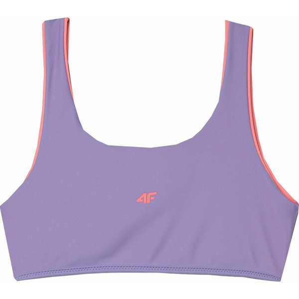 Strój kąpielowy dziewczęcy dwustronny 4FJWSS24UBKSF024 4F - Łososiowy neon