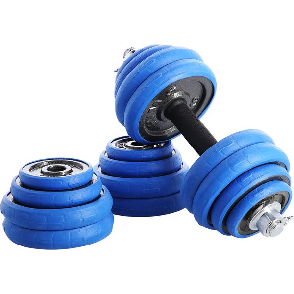 Hantle żeliwne ogumowane ze sztangą 2x15kg HMS